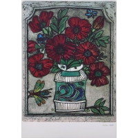 Vase with red flowers