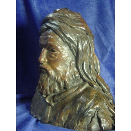Bust of an old man wearing a turban