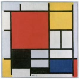 Komposition mit Rot, Gelb, Blau und Schwarz