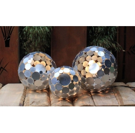 Buitenlamp - "Globe" gegalvaniseerd - eigentijds tuinornament - set van drie