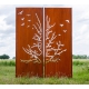 Steel Garden Wall - "Diptych Birds" - Modern Outdoor Ornament - 150×195 cm