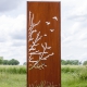 Steel Garden Wall - "Birds II" - Modern Outdoor Ornament - 75×195 cm