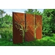 Stahl-Gartenmauer - "Triptychon Baum" - Modernes Outdoor-Ornament - 225 x 195 cm