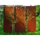 Stahl-Gartenmauer - "Triptychon Baum" - Modernes Outdoor-Ornament - 225 x 195 cm