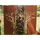 Stahl-Gartenwand - "Diptychon Baum mit Brennholzgestell" - Kunst für draußen - 205×195 cm