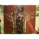 Steel Garden Wall - "Diptych Tree with Firewood Rack" - Outdoor Art - 205×195 cm