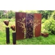 Steel Garden Wall - "Diptych Tree with Firewood Rack" - Outdoor Art - 205×195 cm