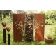 Steel Garden Wall - "Diptych Tree with Firewood Rack" - Outdoor Art - 205×195 cm