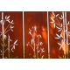 Steel Garden Wall - "Triptych Bamboo" - Modern Outdoor Ornament - 225×195 cm