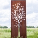 Stahlgartenwand - "Baum" - Modernes Außenornament - 75 × 195 cm