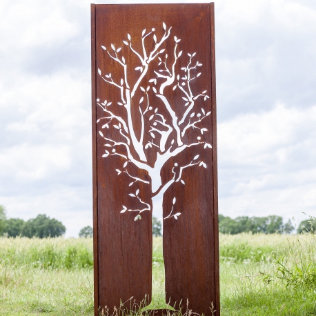 Stalen Tuinmuur - "Boom" - Modern Buitenornament - 75 × 195 cm