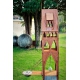 Outdoor bird house - "City Gate" on a quadratic oxidised oak pedestal