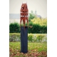 Outdoor bird house - "City Gate" on a quadratic oxidised oak pedestal