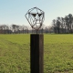 Outdoor wire sculpture - Wire Mask on a oxidised oak pedestal - unique ornament