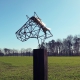 Outdoor wire sculpture - Wire Horse on a oxidised oak pedestal - unique ornament