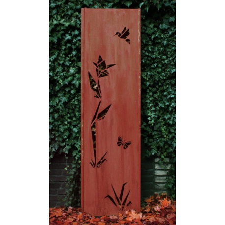Stahl-Gartenmauer - "Origami" - Modernes Outdoor-Ornament - 54 × 195 cm