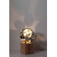 Contemporary Sculpture - "Globe Lamp", rusted on an oak pedestal - Small Height