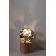 Zeitgenössische Skulptur - "Globe Lamp", verrostet auf einem Eichen-Sockel - Kleine Höhe