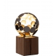 Contemporary Sculpture - "Globe Lamp", rusted on an oak pedestal - Small Height