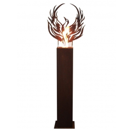 Steel Column and Garden Torch "Phoenix" - Handmade - unique art object