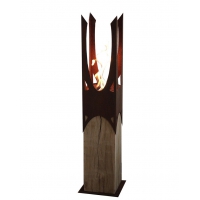 Oak Column & Garden Torch "Nature Crown"  - Handmade Art Object