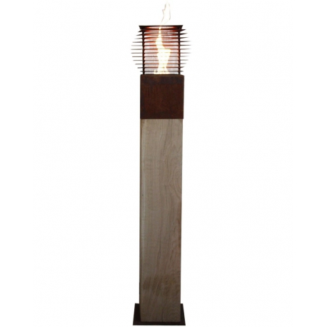 Oak Column & Garden Torch "Cube" - Straight - Handmade