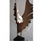 Oxidated Oak Column and Garden Torch "Wings"- Dark - Handmade Art Object
