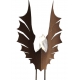 Oxidierte Eichenholzsäule und Gartenfackel "Wings" - Dunkel - Handgemachtes Kunstobjekt
