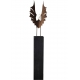 Oxidated Oak Column and Garden Torch "Wings"- Dark - Handmade Art Object