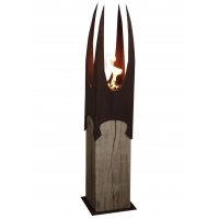 Oak Column & Garden Torch "Nature Crown" - Handmade Unique Art Object
