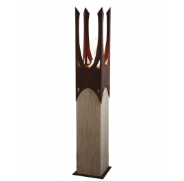 Oak Column & Garden Torch "Nature Crown" - Handmade Art Object