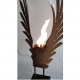 Oak Column and Oxidated Garden Torch "Wings" - Handmade - unique art object