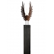 Oak Column and Oxidated Garden Torch "Wings" - Handmade - unique art object