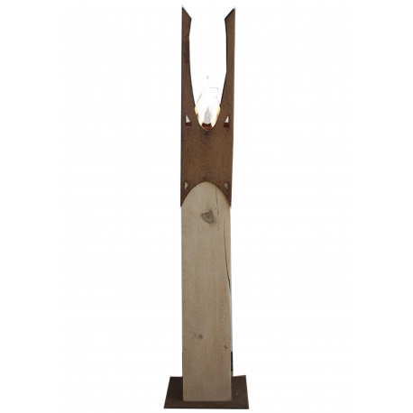 Oak Column & Garden Torch "Nature Crown" - Straight - Handmade - Unique Art