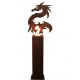 Steel Column and Garden Torch "Dragon" Handmade unique art object decoration