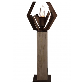 Oak Column and Garden Torch "Nature" - Angled - Handmade - unique art object