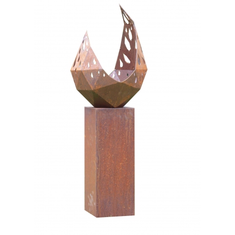 Firepit "Drop" With Angled Pedestal - Tall