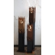 Dark Oak Column and Garden Torch "Flame" - Handmade - unique art object