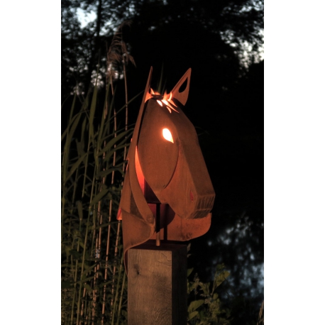 Outdoor Gartenfackel - "Pferd" - zeitgenössische Skulptur