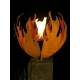 Buiten vuurplaats - "Flame" - op geoxideerde eiken sokkel - Gemiddelde hoogte