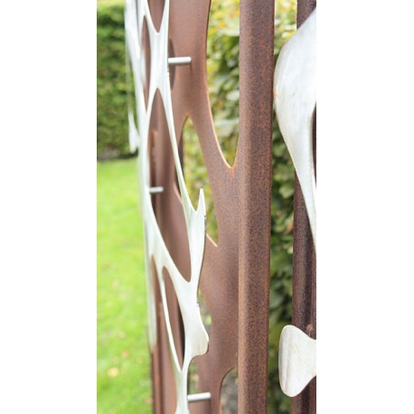 Stahl-Gartenmauer - "Stainless Steel I" - moderne Außenverzierung - 75×195 cm