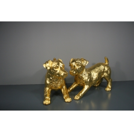 Golden Jack Russel pair 24 Karat gilded