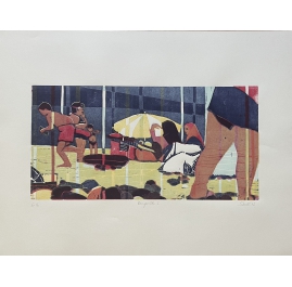 Familiar scenes from Antalya - Konyaaltı Plajı - wood print