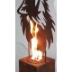 Oxidized Wolf on Oak Stele 20x20x50 cm"