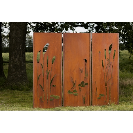 Steel Garden Wall - "Tripychon Maedow" - Modern Outdoor Ornament - 225 x 195 cm
