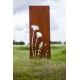 Steel Garden Wall - "Tripychon Flowers" - Modern Outdoor Ornament - 225 x 195 cm