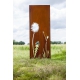 Stahl Gartenwand - "Blume 2" - Moderne Außenverzierung - 75 × 195 cm