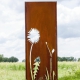 Stahl Gartenwand - "Blume 2" - Moderne Außenverzierung - 75 × 195 cm