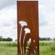 Stahl Gartenwand - "Blume 3" - Moderne Außenverzierung - 75 × 195 cm