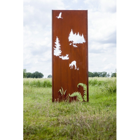 Stahl Gartenwand - "Wald 2" - Moderne Außenverzierung - 75 × 195 cm